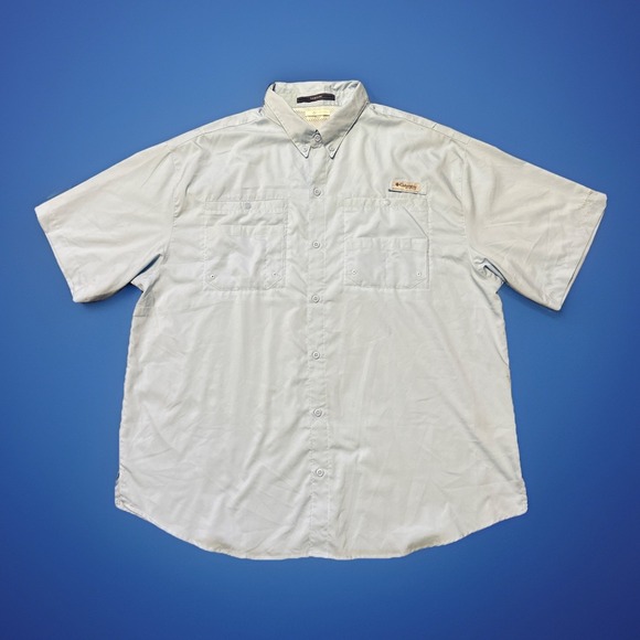 Columbia PFG Tamiami Shirt Mens XXL Blue Button Down Short Sleeve Polyester - Picture 1 of 6